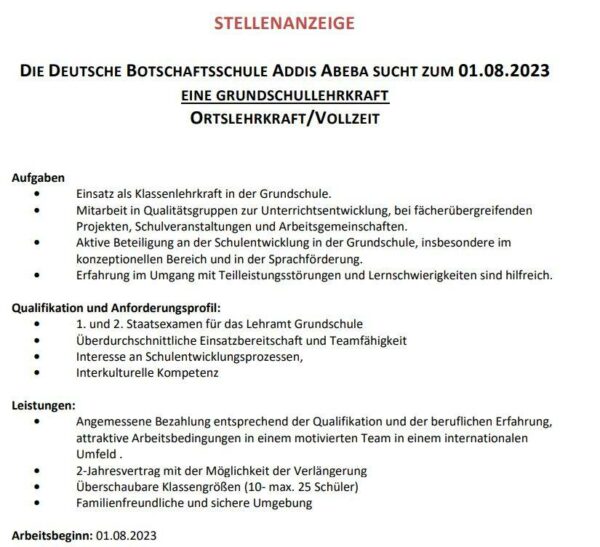 Job Grundschullehrer DBSAA